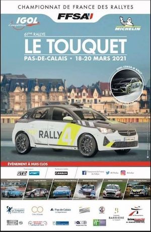Affiche 61ème Rallye Le Touquet Pas-de-Calais du 18 au 20 mars 2021