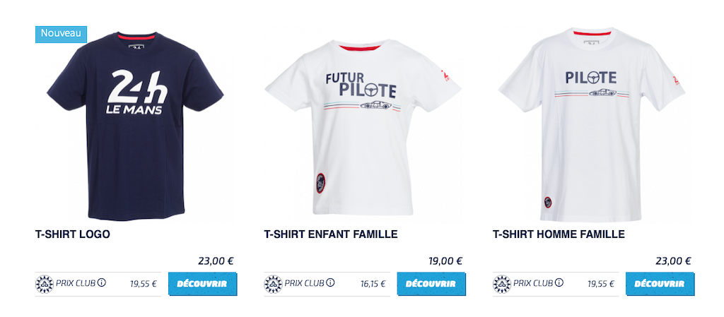 Tee-shirts 24H du Mans, Futur Pilote et Pilote...