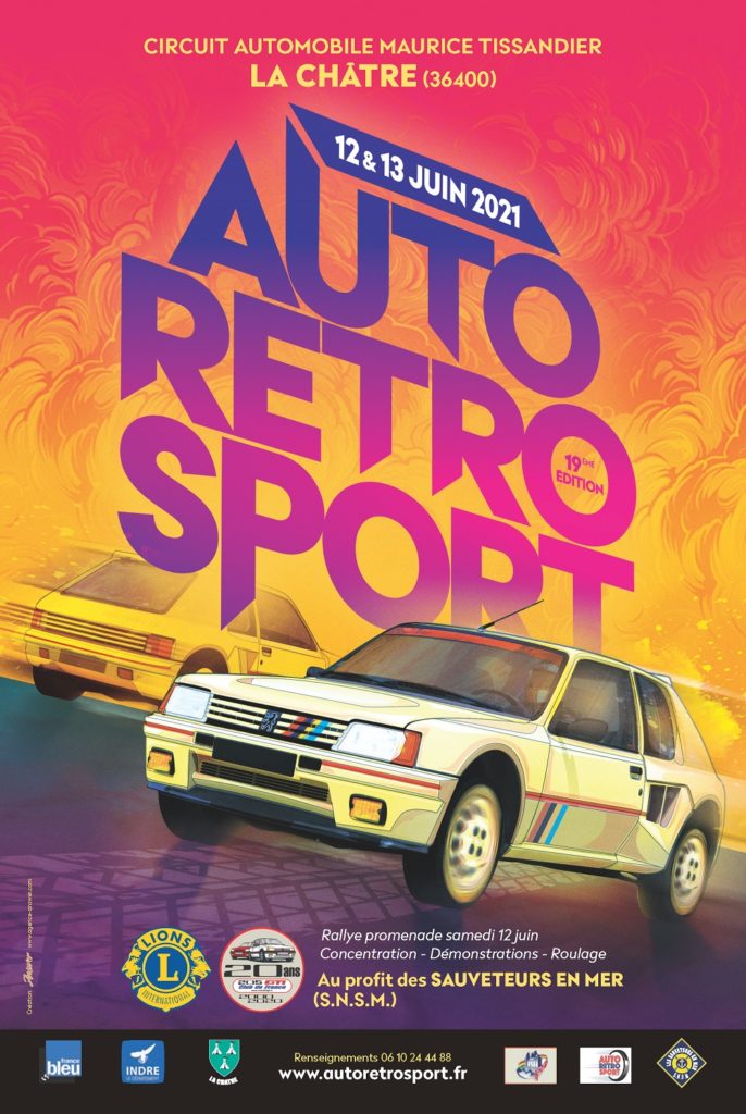 L'affiche de l'Auto Rétro Sport 2021 mettant en valeur la Peugeot 205 GTI