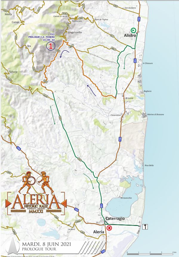 Le parcours de la toute première spéciale de l'Aleria Historic Rally