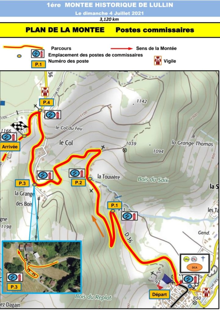 Carte du parcours de la première Montée Historique Lullinoise